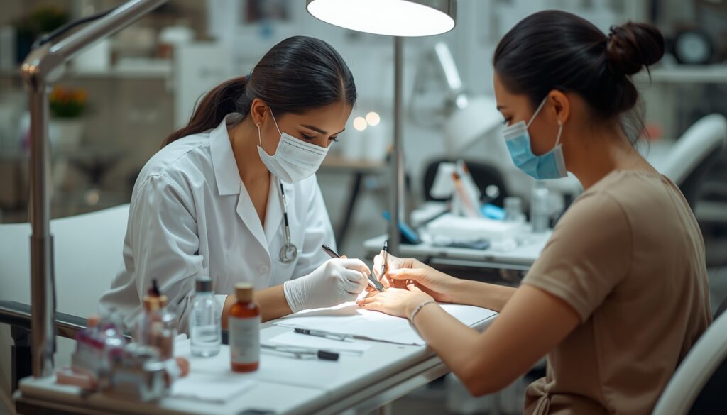 lucid origin indian nail technician performing professional manicure for female client modern 0 (2)
