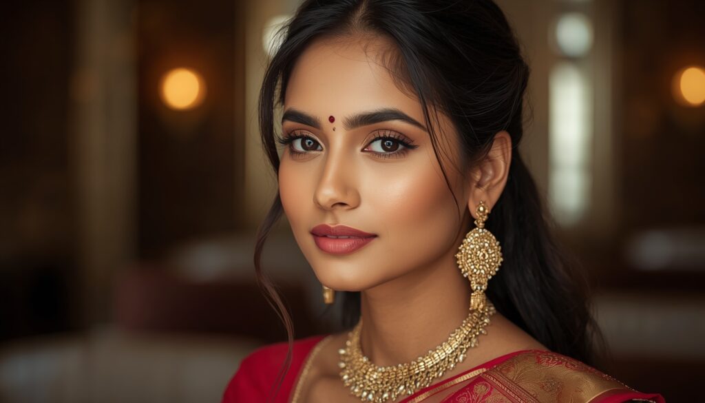 lucid origin professional portrait of a south indian woman natural elegant appearance healthy 0