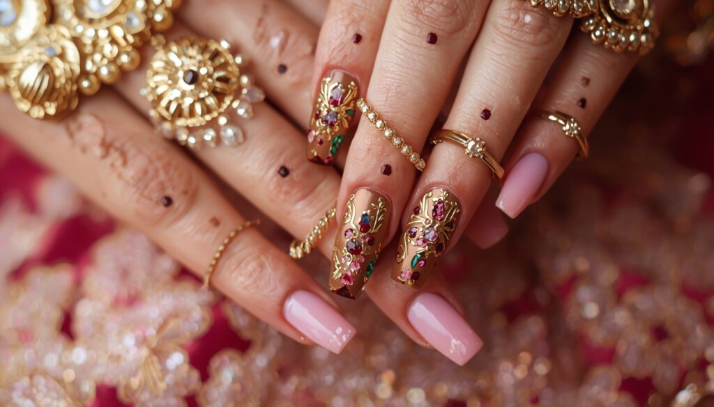 Nail Care Essentials for Beautiful and Healthy Nails lucid origin a cinematic photo of beautiful indian bridal nail art design elegant nail polish 0