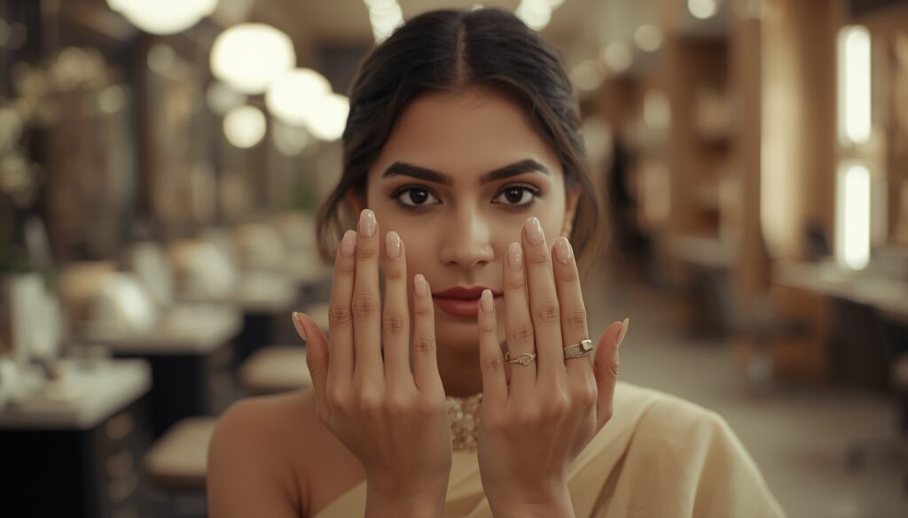 lucid origin a cinematic photo of south indian woman showing elegant well groomed nails profe 0 (1)